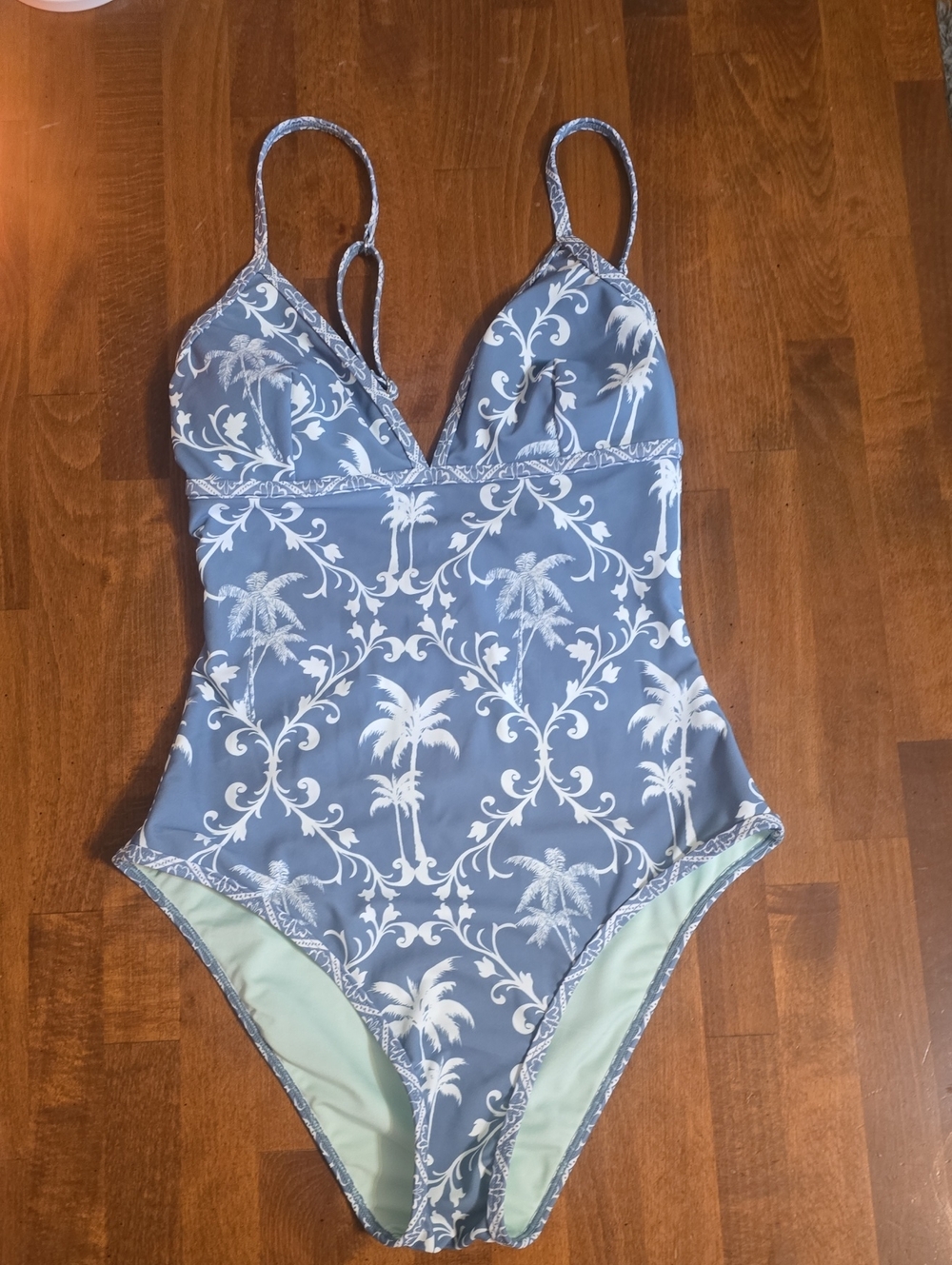 Kohl's Teal Palm-Print One-Piece Swimsuit